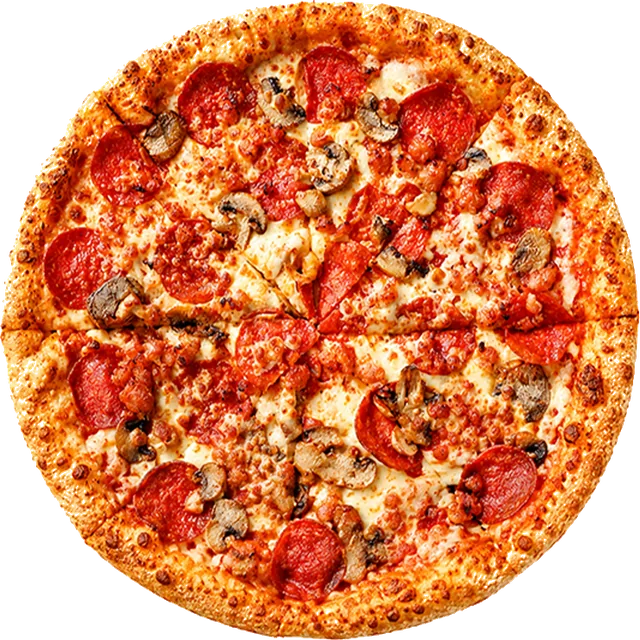 Pepperoni and mushroom pizza